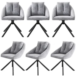 STILVORA Drehstuhl Esszimmerstuhl Samt Grau 6er Set 79x59x65 cm mit Rollen ergonomischer Rückenlehne Metallgestell atmungsaktiver Bezug für Wohnen und Büro