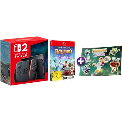 NINTENDO SWITCH 2 Konsolen-Set "Switch 2 + Rayman Legends Retold – Launch Edition (Softwarekarte)", schwarz, Spielekonsolen