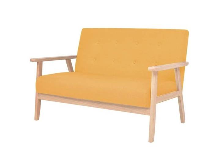 Canapé 2 places - - Tissu Jaune - Confortable - Design Contemporain - Fixe