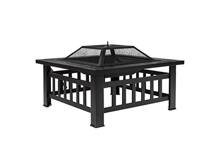 HI 64153 Feuerstelle in Steinoptik mit Grillrost 81x81cm