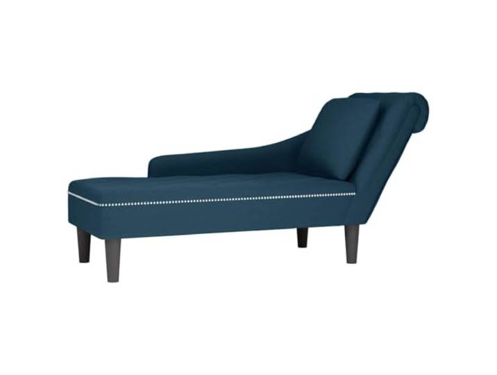 smnyxs Langer Sessel, Velours, Blau, mit Lendenkissen und Armlehne rechts Hochelastischer Schaumstoff, Knopfpolsterung, weicher Samtstoff, für Wohnzimmer, Schlafzimmer, Büro