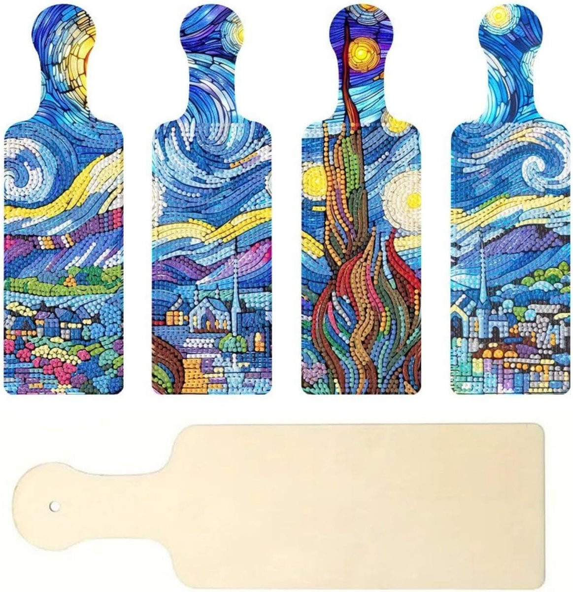 Houten dienblad met handvat voor diamant schilderen en hobby knutselen, 28 x 9 cm