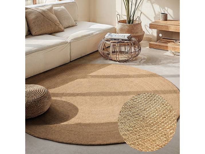 Teppich HANSE HOME Rangpur Juteteppich, in rund und oval , gold (goldfarben), B:200cm H:10mm L:200cm, Jute, Teppiche, Teppich, handgewebt, 100% Jute, Natur, Wohnzimmer, Flur, Boho, Skandi