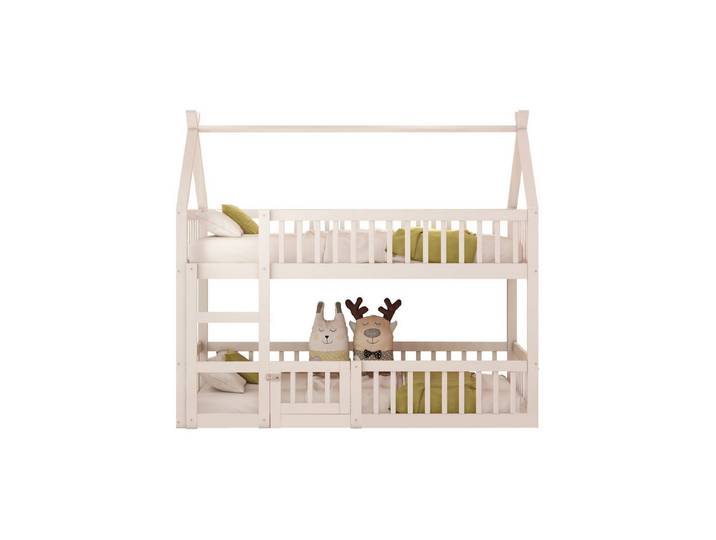 OKWISH Etagenbett Gästebett, Kinderbett mit Treppe, Loft Design (Etagenbett-Rahmen, 90x200 cm), ohne Matratze