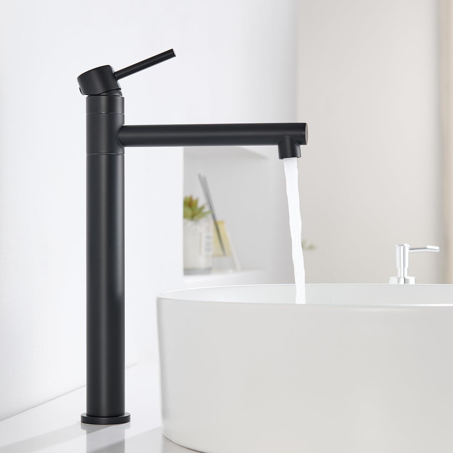 Dripio Wasbakmengkraan Hoog Model Zwart 360° Draaibaar met Waterbesparende Spout