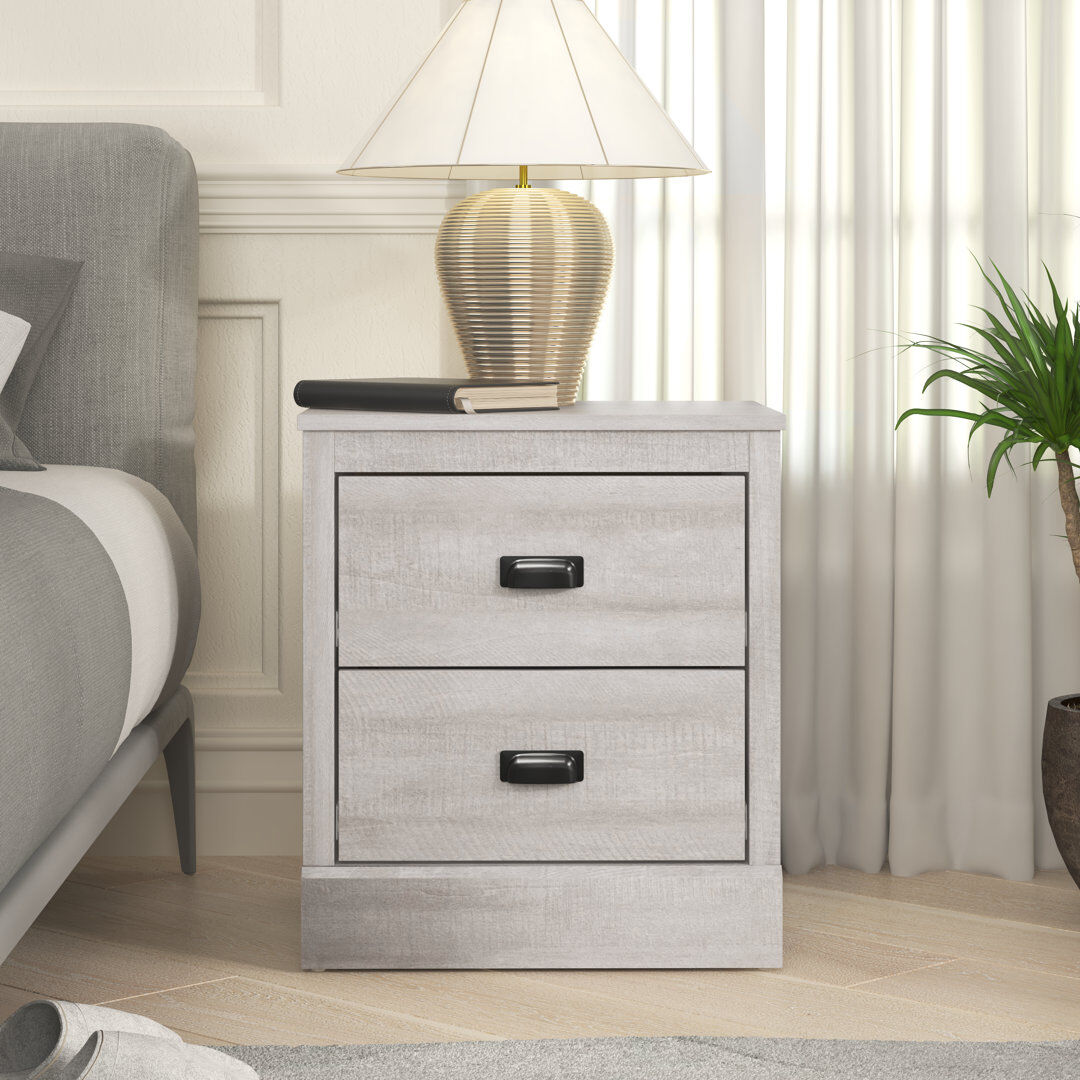 Marlow Home Co. Bristol Manufactured Wood Bedside Table Dusty Grey Oak 53.7cm H X 46.5cm W X 40.8cm D