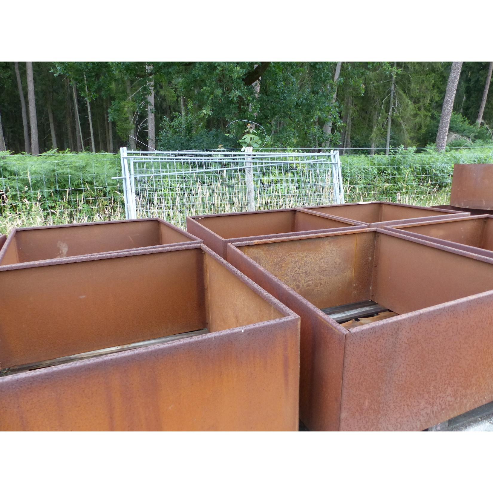 Cortenstahl Pflanzring quadratisch 90x90x60 Rostkübel Rost Stahl Kübel Blumenkübel XXL