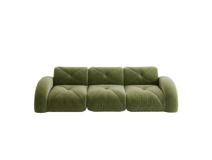 3-SITZER SOFA chenille in weiß oder grün, rahmenlos & montagefrei