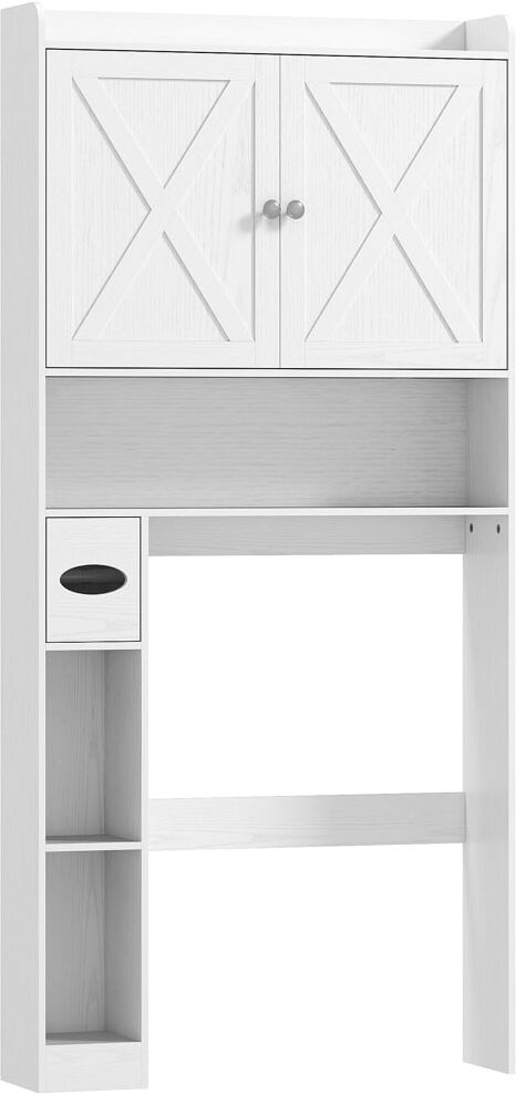Homcom Meuble wc dessus de toilette avec placard à porte de grange blanc Blanc 82x172x20cm