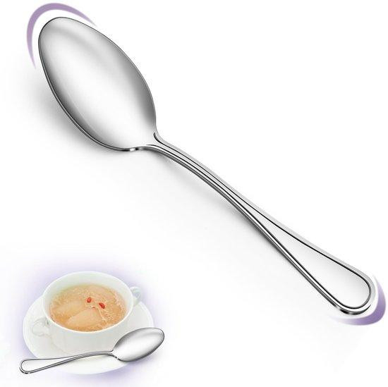Unyqoos Set van 24 RVS-eetlepels met spiegelend oppervlak, 20 cm