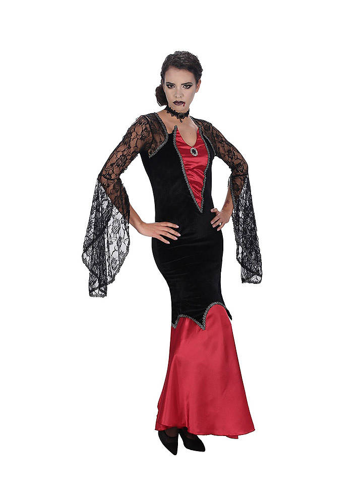 CHAKS Kostümkleid "Vampiress" in Schwarz/ Rot - XL