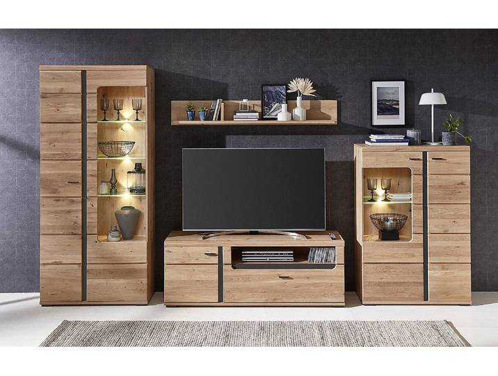 Vitrine éclairée 90 x 203 x 38cm Beige/Marron