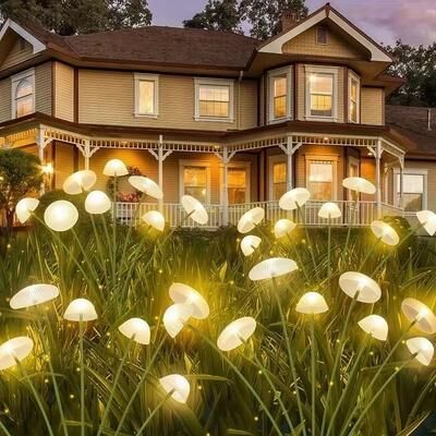 Inspired Finds Solar Jellyfish Garden Lights Color Changing Solar Powered Mushroom Jellyfish Lights For Outdoor Patio, Pathway & Lawn warm 10led