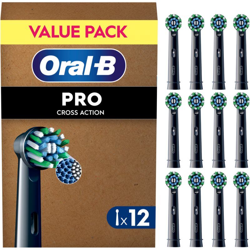 Oral-B PRO Cross Action têtes de remplacement pour brosse à dents Black 12 pcs