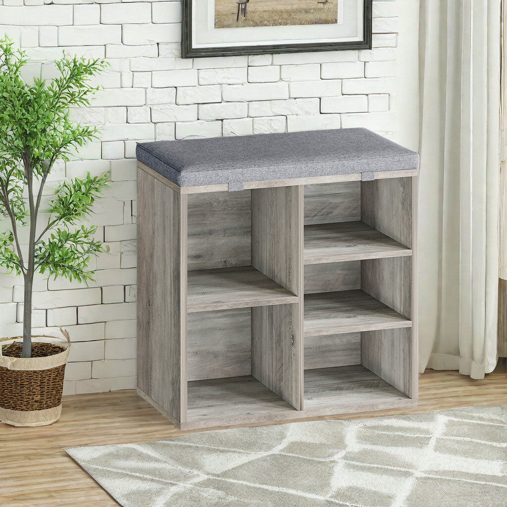 17 Stories 5 Pair Shoe Storage Bench Gray 5