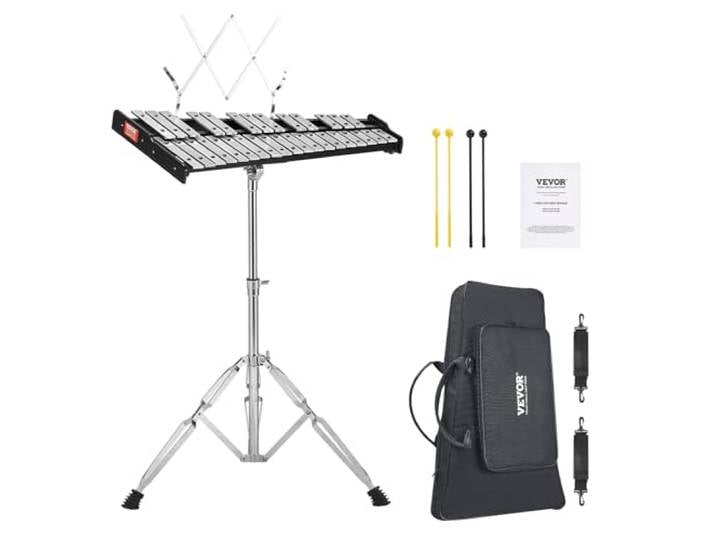 VEVOR Kit Xylophone Glockenspiel 32 Notes\, Instrument de Percussion Professionnel avec Maillets\, Baguettes\, Support Réglable\, Sac de Transport\, Ensemble d'Instrument Éducative pour Étudiants\, Adultes