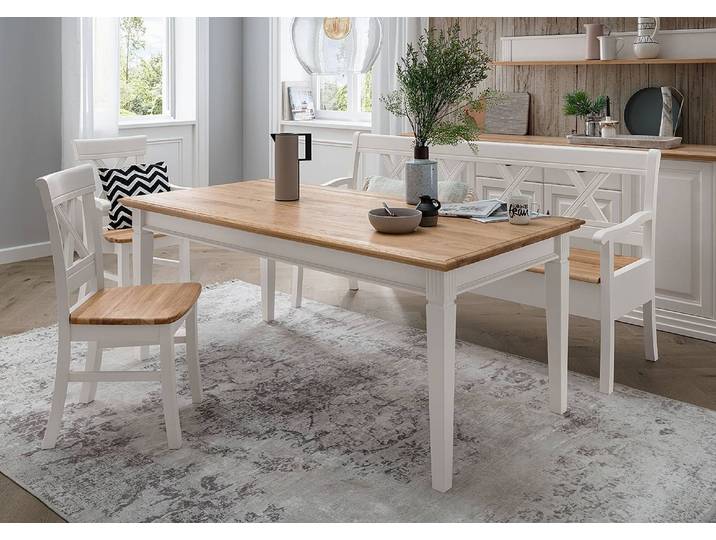 Massiver Esstisch rechteckig 180 x 90cm Weiß