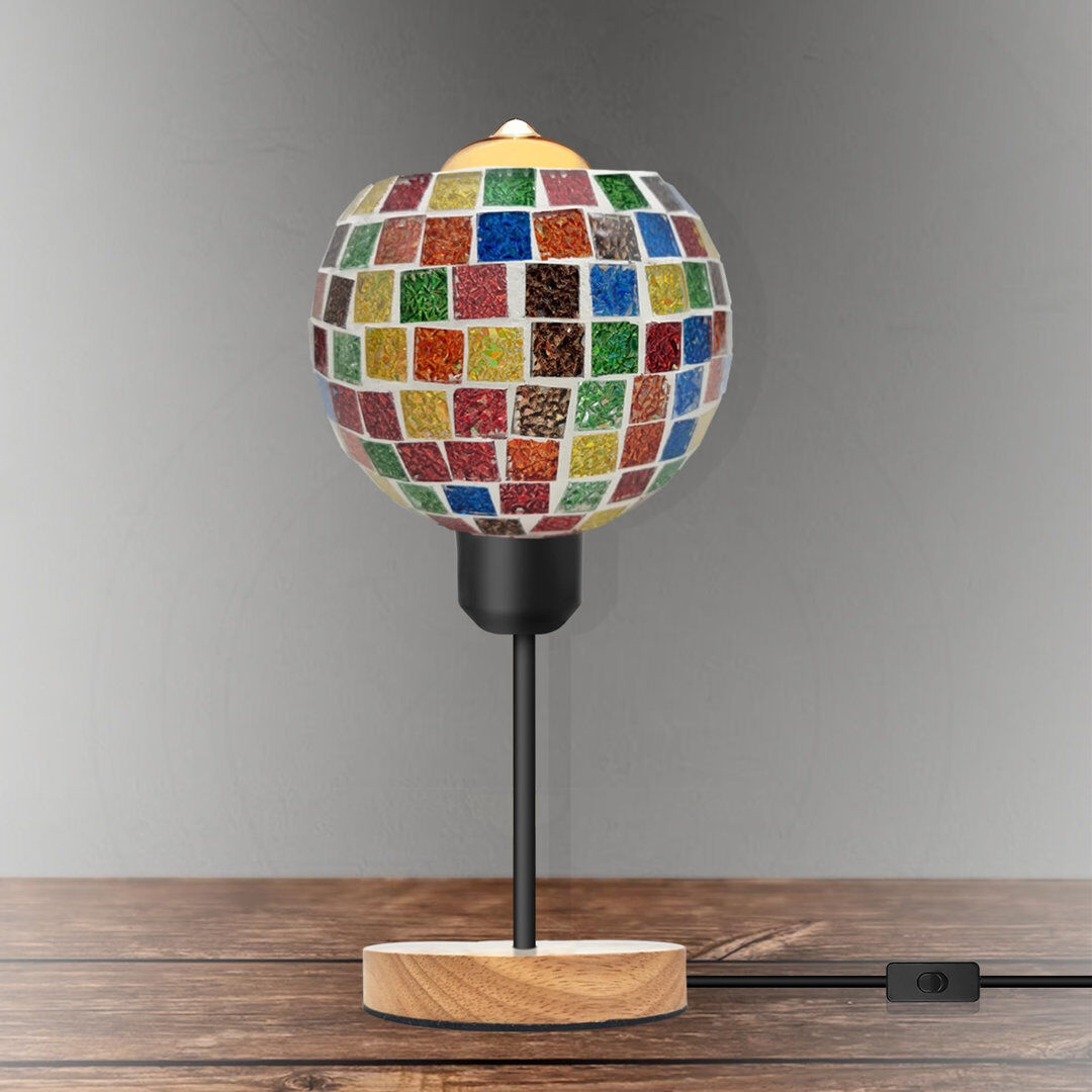 Rio Wood Desk Lamp Beige 25cm H 15cm W 15cm D