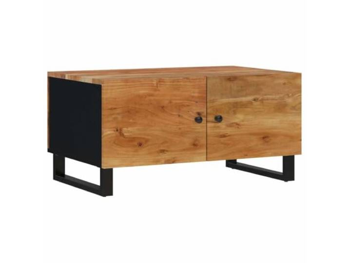 GHVBNMF Couchtisch Massivholz Akazie 80x50x40 cm Wohnzimmertisch Holz Stilvoller Beistelltisch aus Akazien-Massivholz mit 2 Fächern für Ordnung und Ablage im Wohnzimmer.