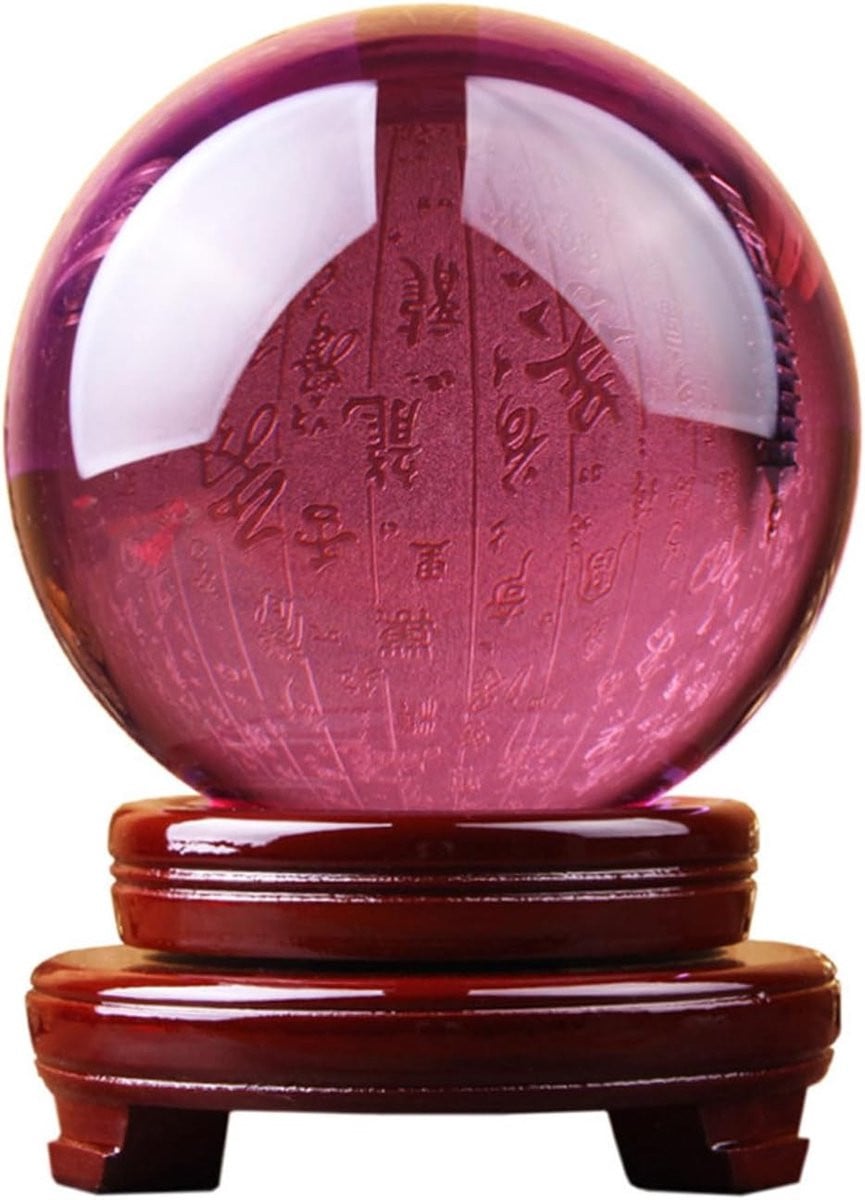 Paarse decoratieve kristallen bol met standaard - 15 cm