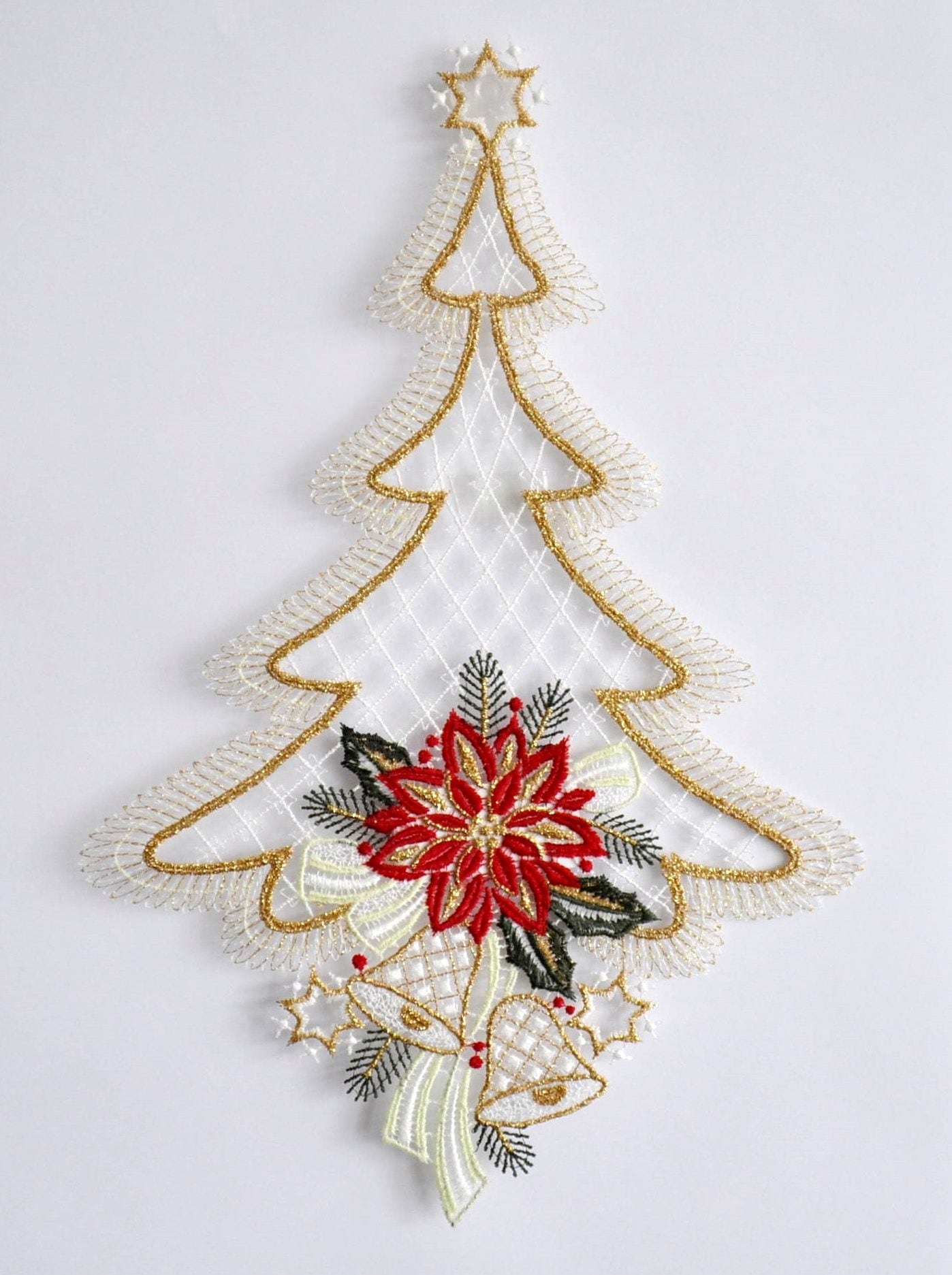 Fensterbild STICKEREIEN PLAUEN "Fensterbild Tannenbaum", bunt, B:22cm H:33cm, Polyester, Fensterbilder, Fensterbild, Echte Plauener Spitze