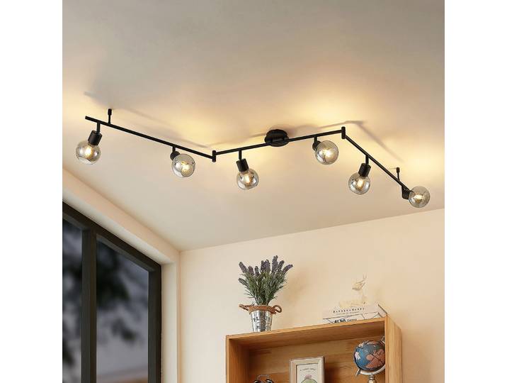 Eridia 6 Plafondlamp Black - Lindby - Woonkamer - Modern - Metaal - Meerdere lampen