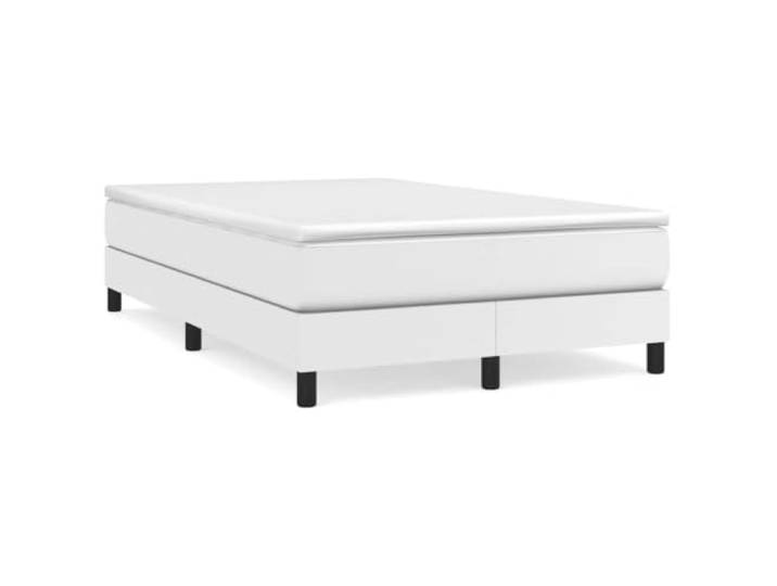 Makastle Boxspringbett mit Matratze Weiß 120x200 cm Kunstleder Taschenfederkernmatratze