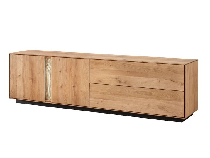 Lowboard Lausanne aus massiver Wildeiche inklusive Beleuchtung – Montierte Lieferung – 3%-Vorkasse-Rabatt