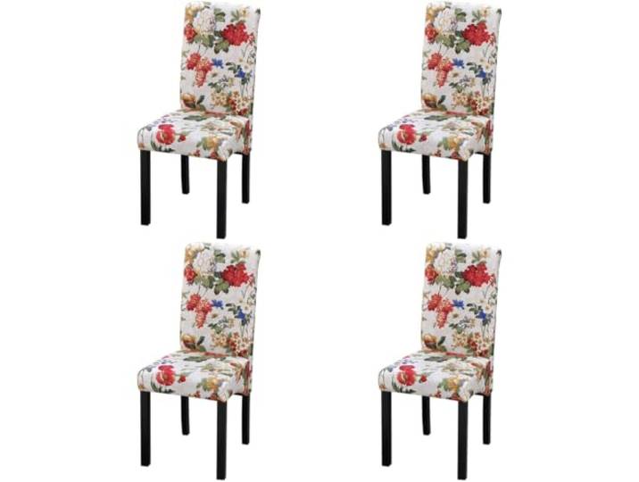 KDVXBCQJH Esszimmerstühle 4er Set Blumendesign Polsterstühle Holz Bunte Polsterstühle im romantischen Blumenmuster mit stabilem Holzgestell für Esszimmer und Wohnzimmer.
