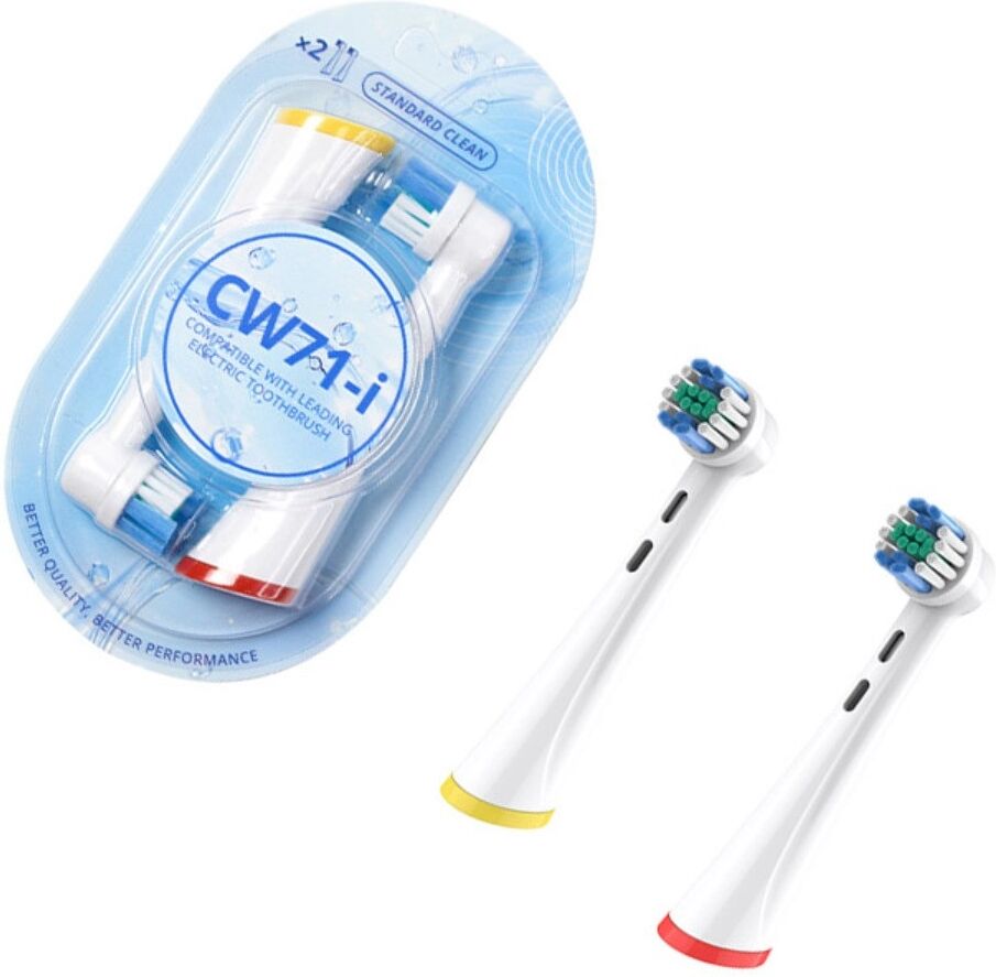 INF Ersatzköpfe für elektrische Zahnbürste 2er-Pack (2 Karten-Pack) – Rundkopf Mikrovibration Magnetantrieb, POM + DuPont,