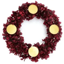 ABELLA Flora künstl. Adventskranz Hortensienblüten für Kerzen Ø 7,5cm Ø 45cm