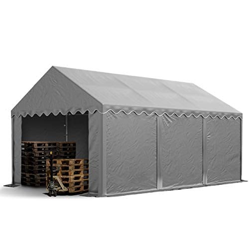 TOOLPORT Opslagtent met PVC zeil, 3x6 m, waterdicht, grijs