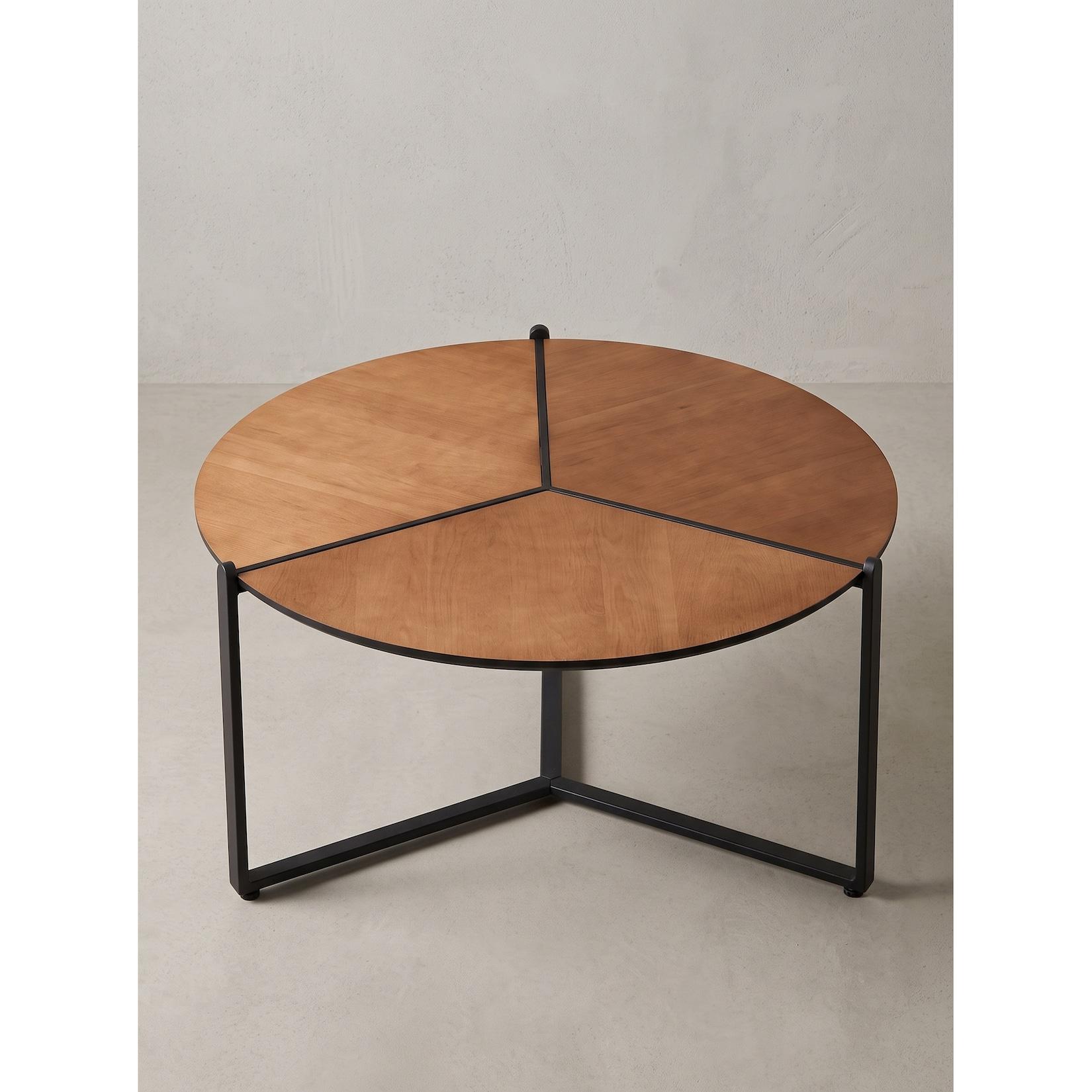 Couchtisch MDF Braun-Schwarz Ø 80x42 cm - BOLSENA Kadima Design