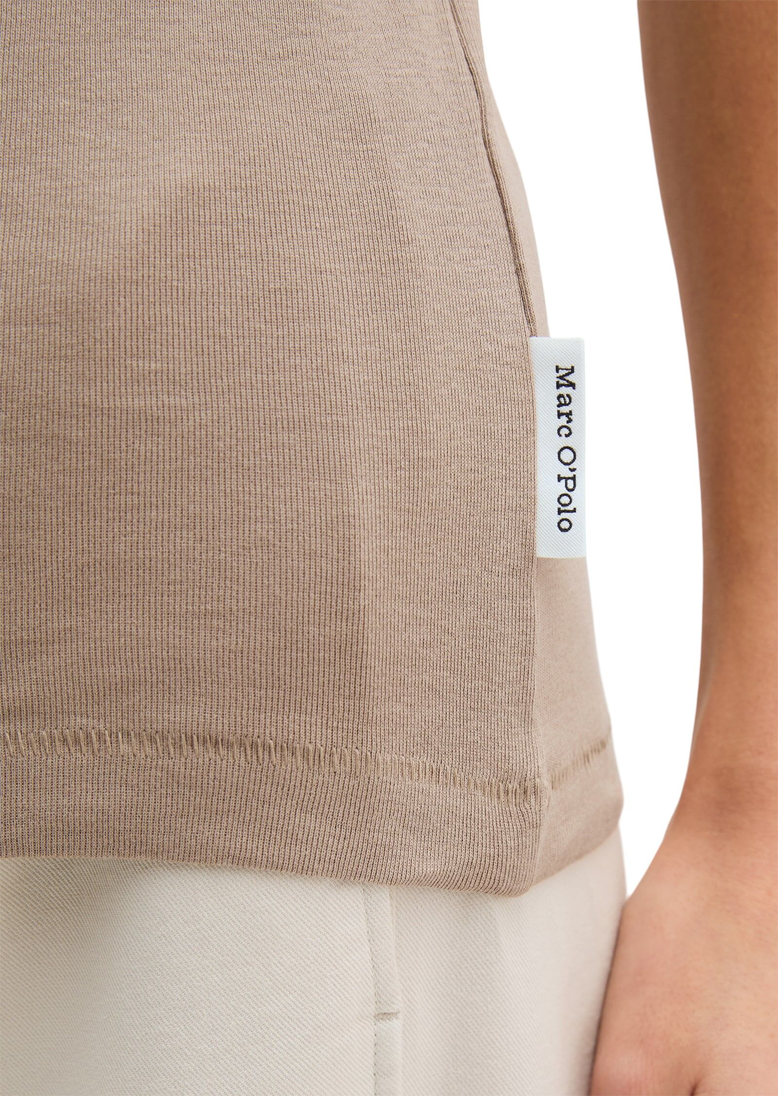 Marc O' Polo Tanktop MARC O'POLO, Damen, Gr. M, earthy taupe, Jersey, Obermaterial: 100% Baumwolle, regular fit, Rundhals, Tops Tanktop earthy taupe M