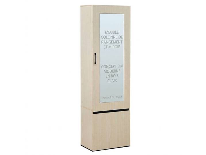 Armoire penderie étroite Vestiaire d'entrée avec miroir Barre extensible MDF 54x34 5x179 5cm Couleur bois