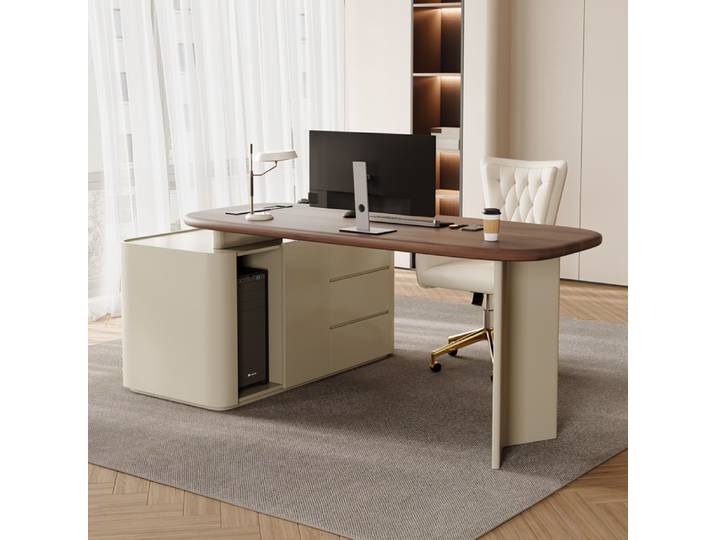 Bureau de direction en bois de style médiéval italien haut de gamme, design moderne, beige, vente en gros
