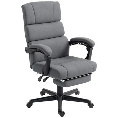 STILVORA Bürostuhl Drehstuhl 115x56x69 cm mit Fußstütze höhenverstellbar 135 Grad neigbar 360 Grad drehbar Samtoptik Dunkelgrau Metall