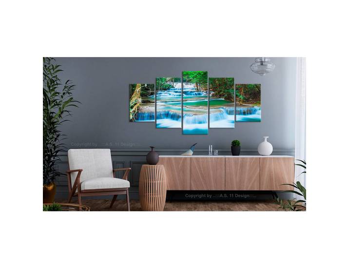 Tableau déco Blue Waterfall in Thailand Lin Bleu 100 x 50cm
