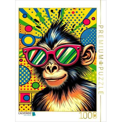 CALVENDO Puzzle Affe mit Stil - Pop Art | 1000 Teile Lege-Größe 64x48cm Foto-Puzzle für glückliche Stunden