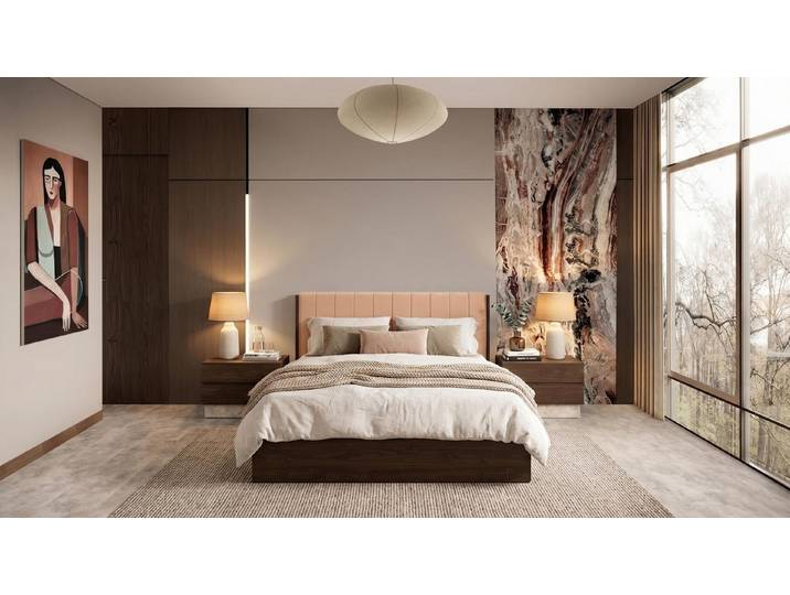 Xlmoebel Schlafzimmer-Set Braunes Schlafzimmer-Set Bett Nachttische moderner Stil Designer, (3-tlg., 3-tlg)