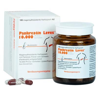 Pankreatin Laves 10.000 Ph.Eur.-Einh.msr.Hartkaps. 100 St Magensaftresistente Hartkapseln
