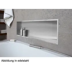 ESS BOX 10 Wandnische 120x30x10 cm Edelstahl gebürstet mit LED-Beleuchtung, inkl. Rohbauset, BOX-120 BOX-120x30x10-L
