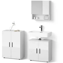 BADMÖBEL-SET Ronco, Weiß Hochglanz, 3-teilig