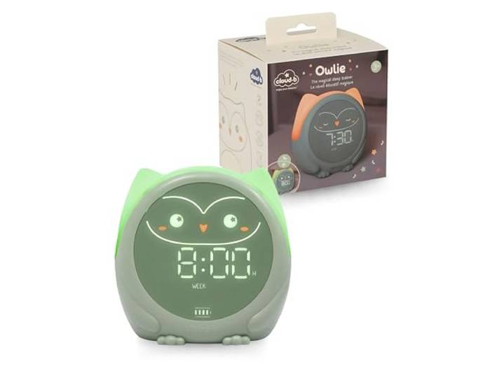 Cloud b Owlie Der Magische Schlaftrainer und Wecker Schlaftrainings-Uhr für Kinder 3 Lichtmodi 4 beruhigende Einschlafgeräusche & 4 sanfte Weckmelodien