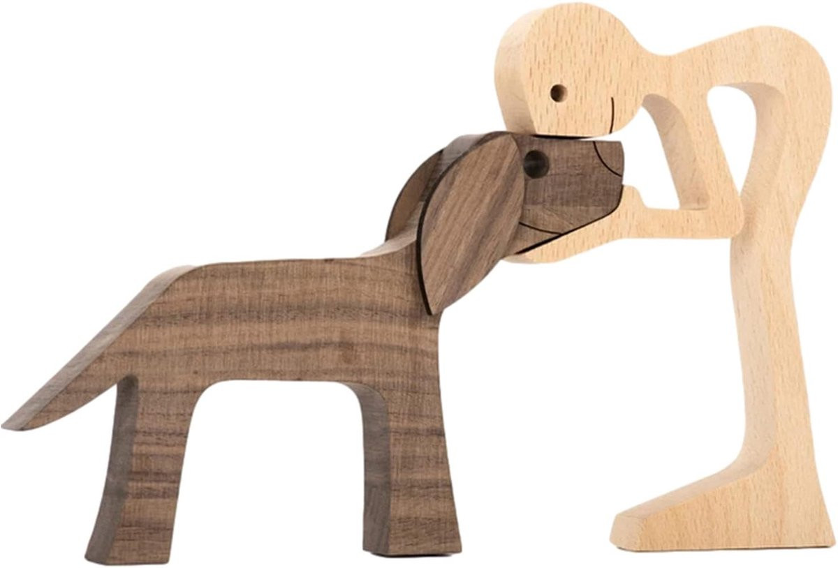 Handgemaakt houten standbeeld voor hondenliefhebbers
