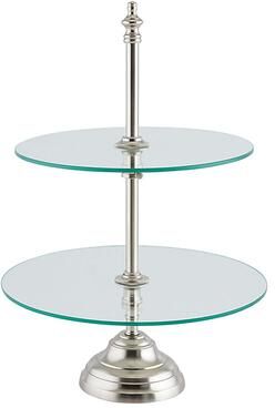 Patisserie 2-Plate Glass Serving Stand - Pewter - Ballard Designs