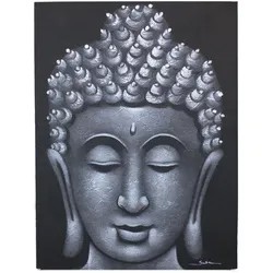 Buddah Painting - Grey Brocade Detail