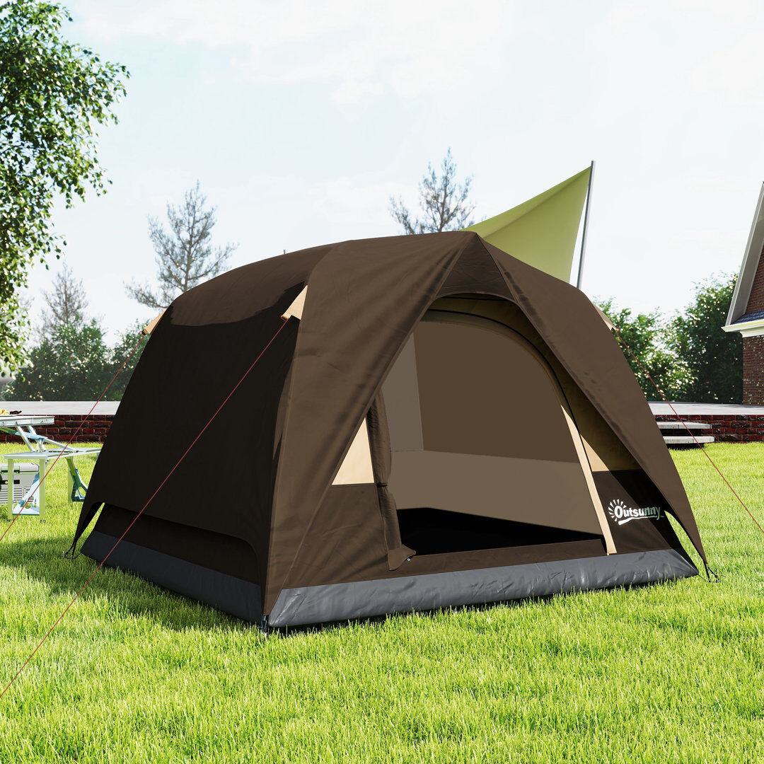 Outsunny 3 Person Tent Brown/Khaki 3 Person