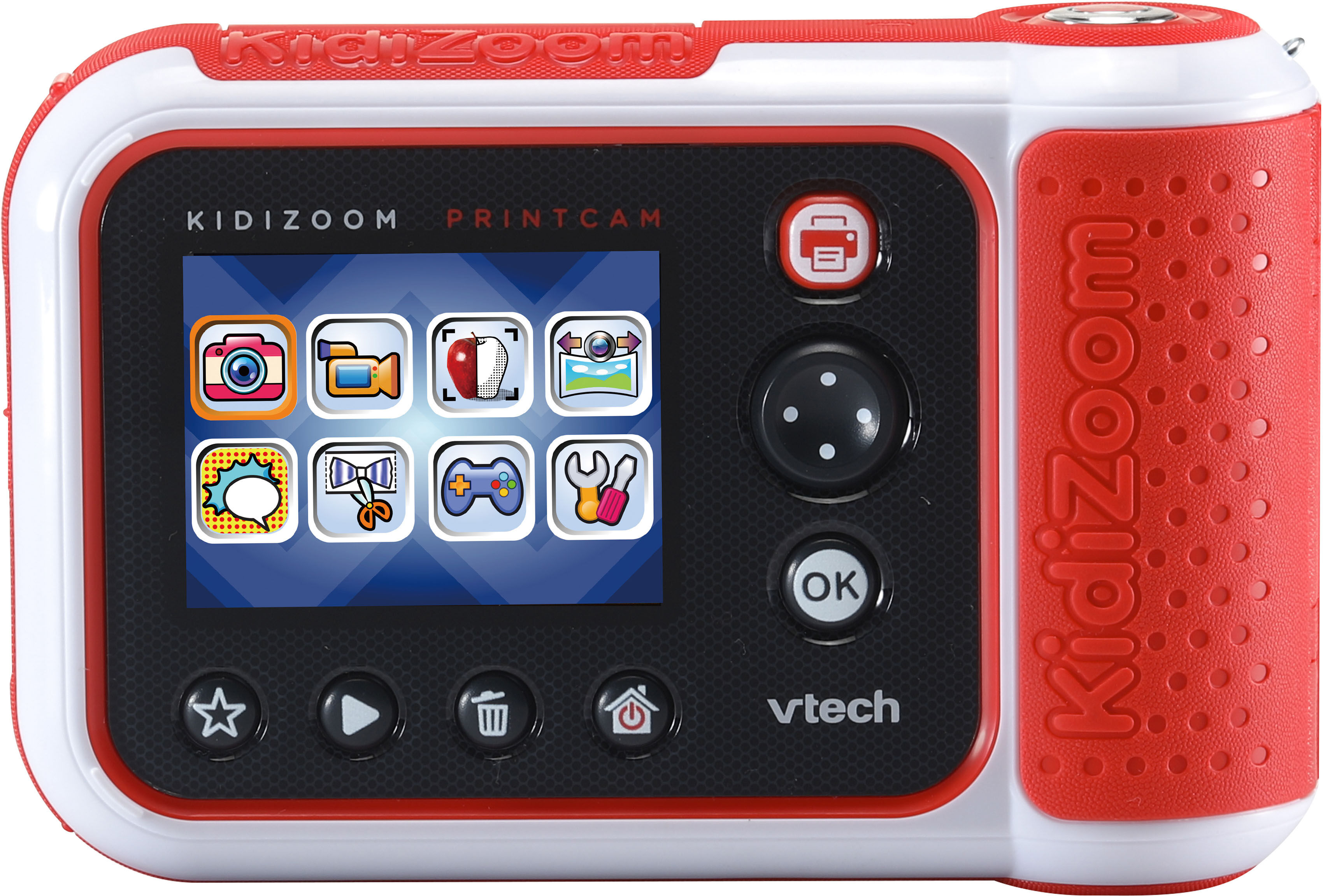 Kinderkamera VTECH "KidiZoom Print Cam", rot, Fotokameras, KinderB:13,4cm H:9,2cm T:4,8cm, Kinderkamera, 5 MP, mit eingebautem Thermodrucker, B:13,4cm H:9,2cm T:4,8cm