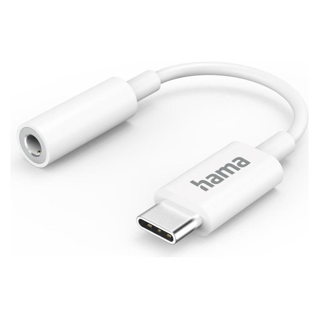Hama USB-C-Adapter auf 3,5-mm-Audiobuchse, Weiss (Digital -> Analog, Klinkenadapter) (00201524)